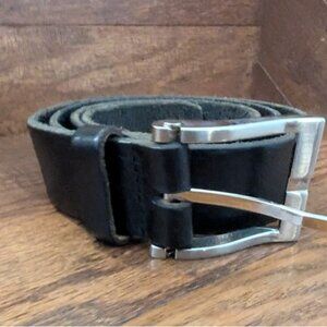 Vintage Italian Leather Belt Black Leather Size 34-38 Made In Canada